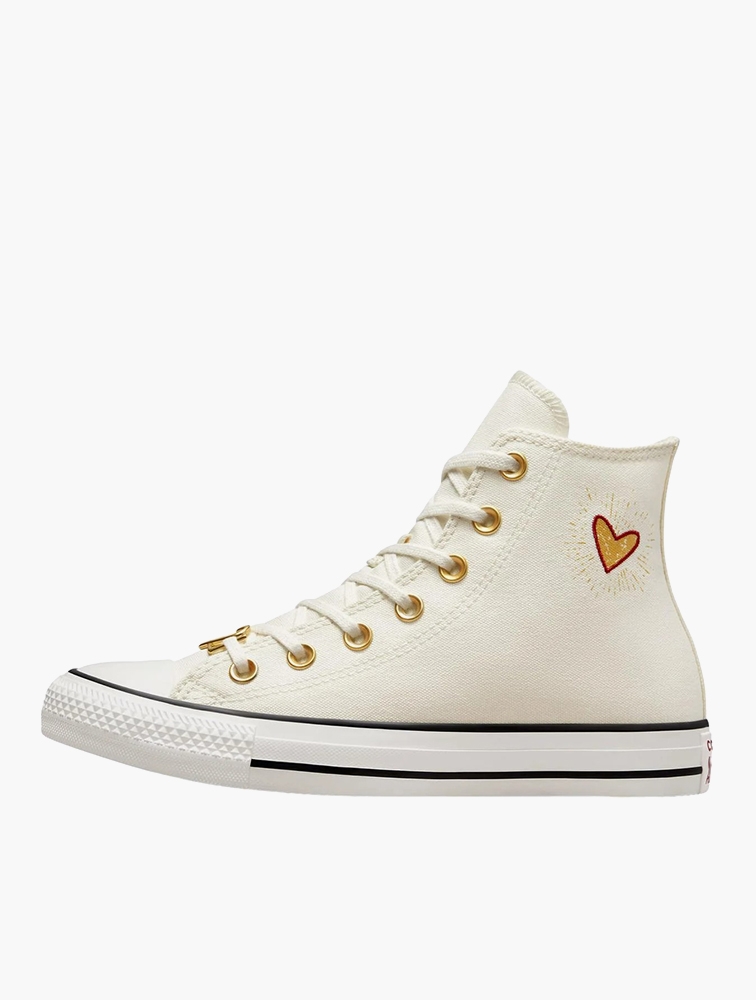 White converse top high tops heart